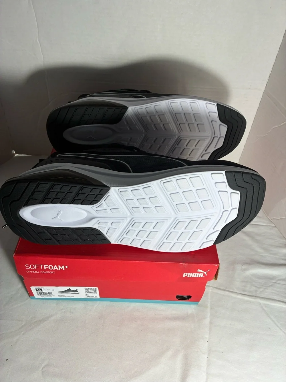 PUMA Men’s Amplifier Black White Sneakers Size 14 New With Box